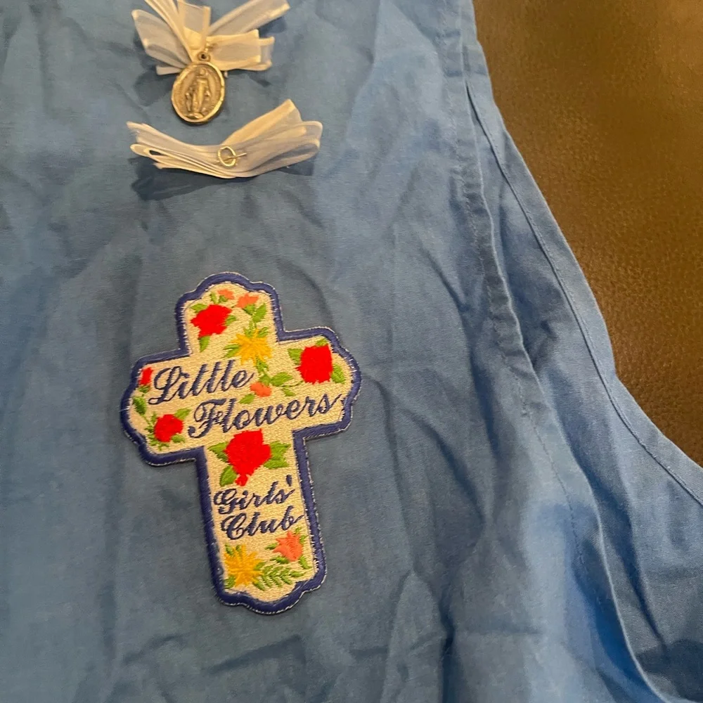 Little Flowers Girl’s Club Blue Vest with‎ Colorful Patches